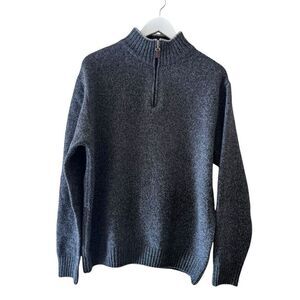 Iceland Wool Men's Pullover Sweater 1/4 Zip Blue Made in Italy SZ L #2369